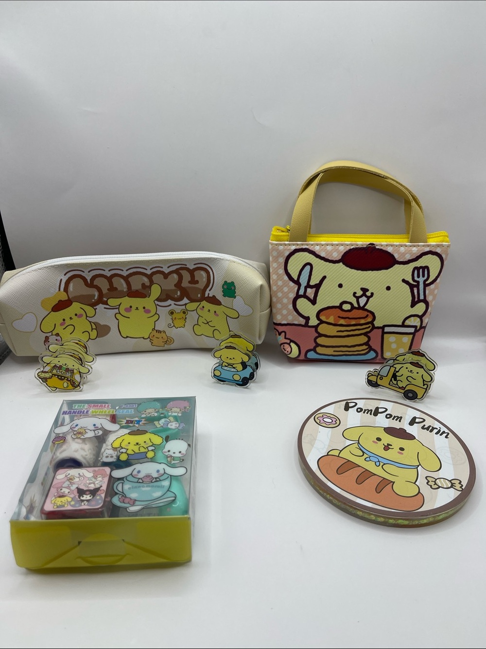 Sanrio PomPom Purin Tote Bag & Pouch 7 piece set
